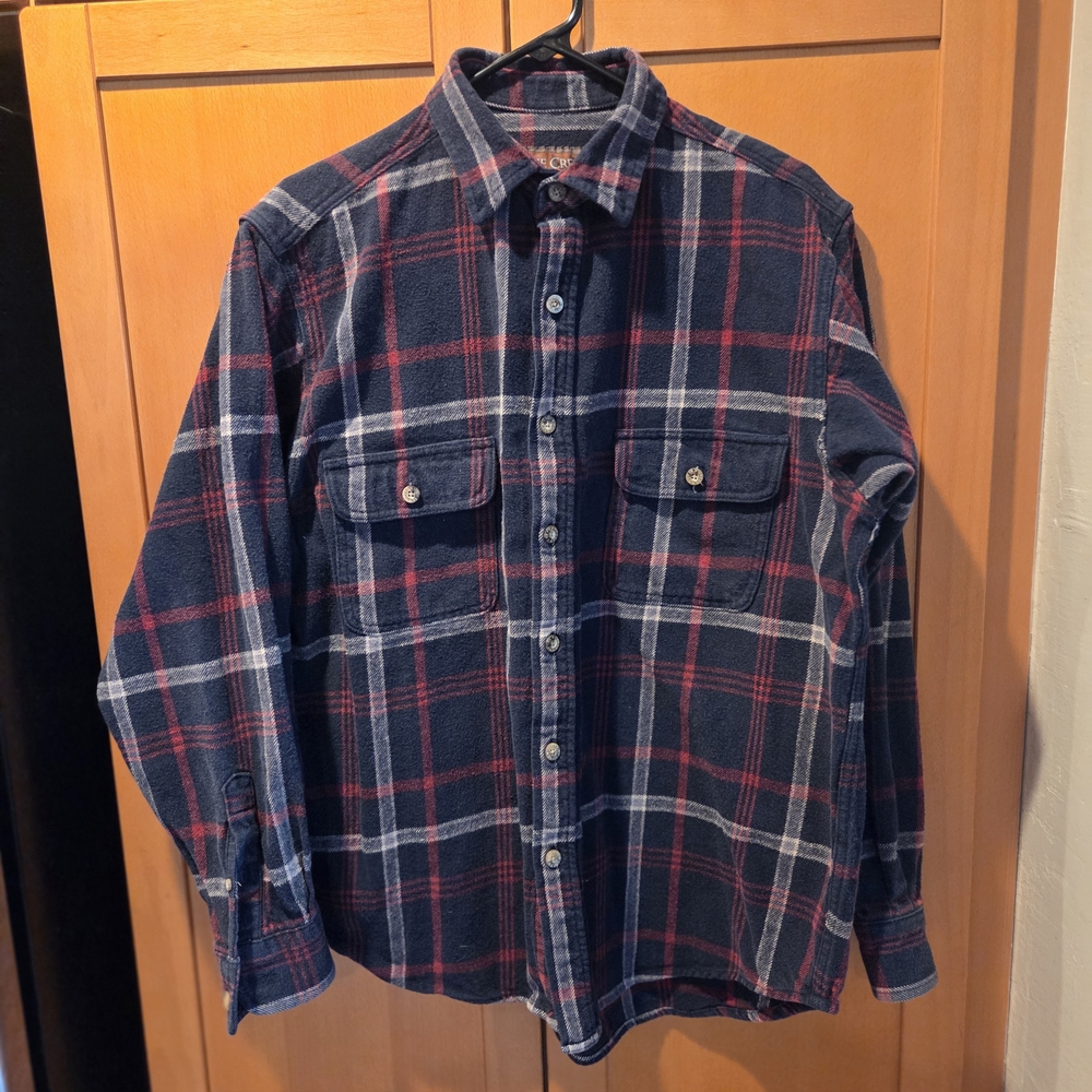 Men's Navy and Red Plaid Casual Button Down Shirt